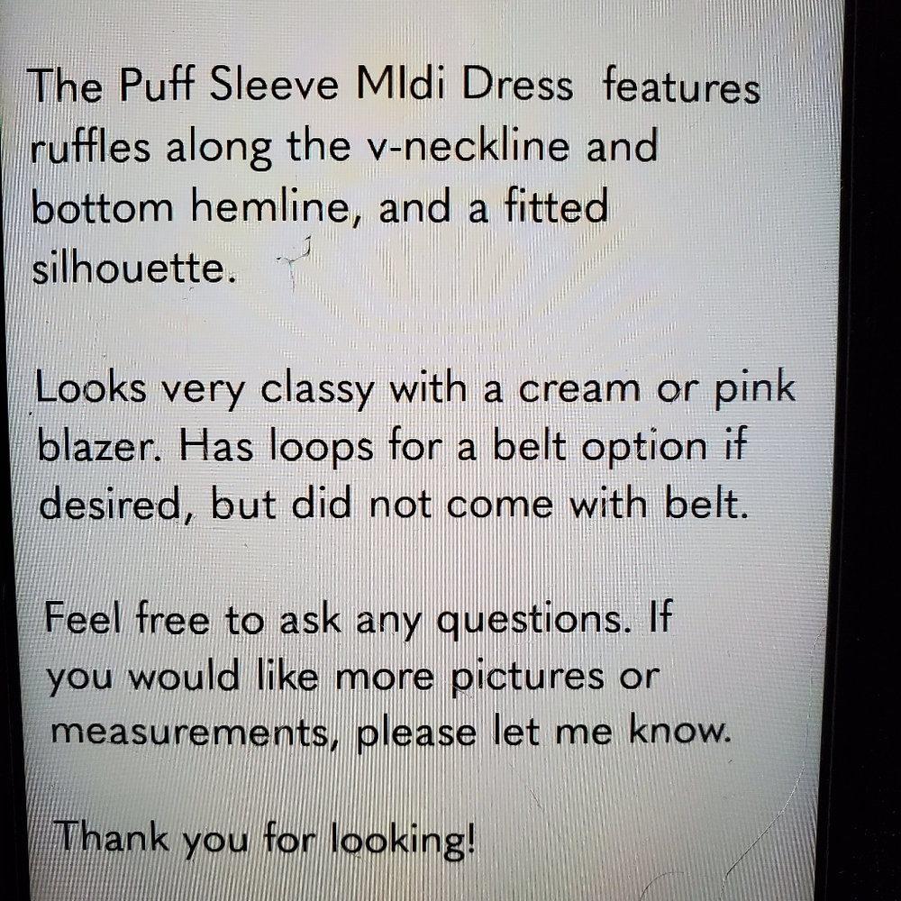 Bebe NWOT Puff Sleeve Ruffle Dress — (tag fell off). Never worn - Picture 11 of 11